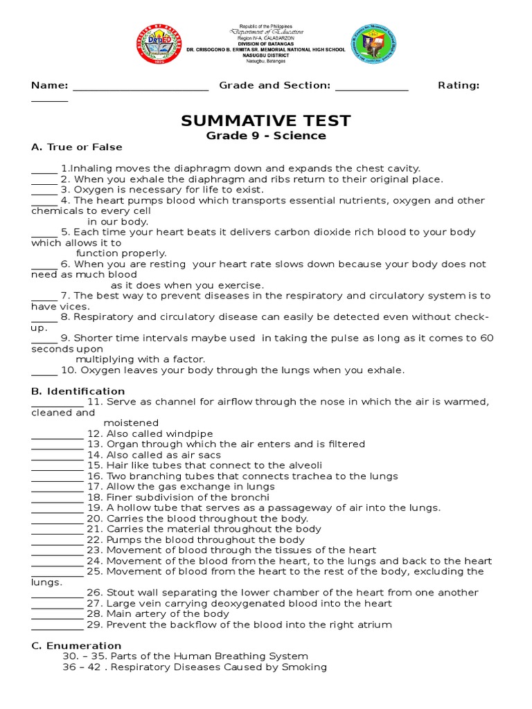 creative writing summative test answer key 1st quarter