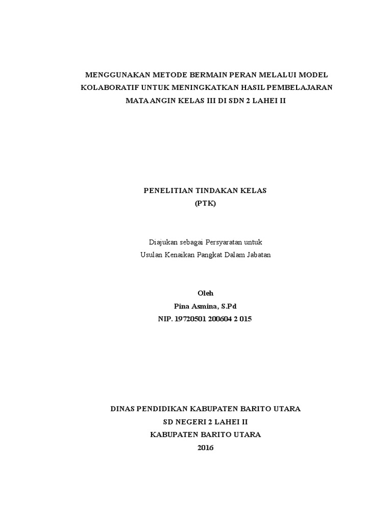 Contoh Cover Ptk Untuk Kenaikan Pangkat Guru Sd