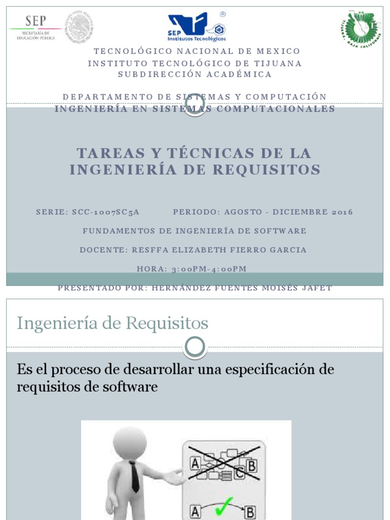 8.1 Tareas y Tecnicas de La Ingenieria de Requisitos