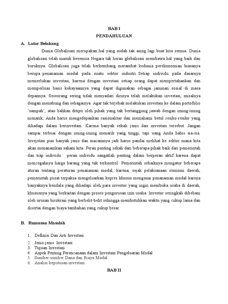 Makalah Kriteria Keputusan Investasi