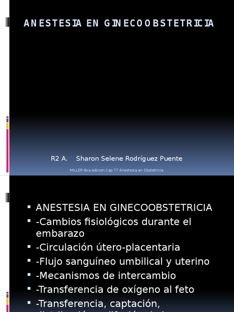 Anestesia En Ginecoobstetricia Placenta Fetus