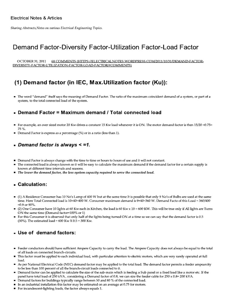 Demand Factor Diversity Factor Utilizat.. PDF