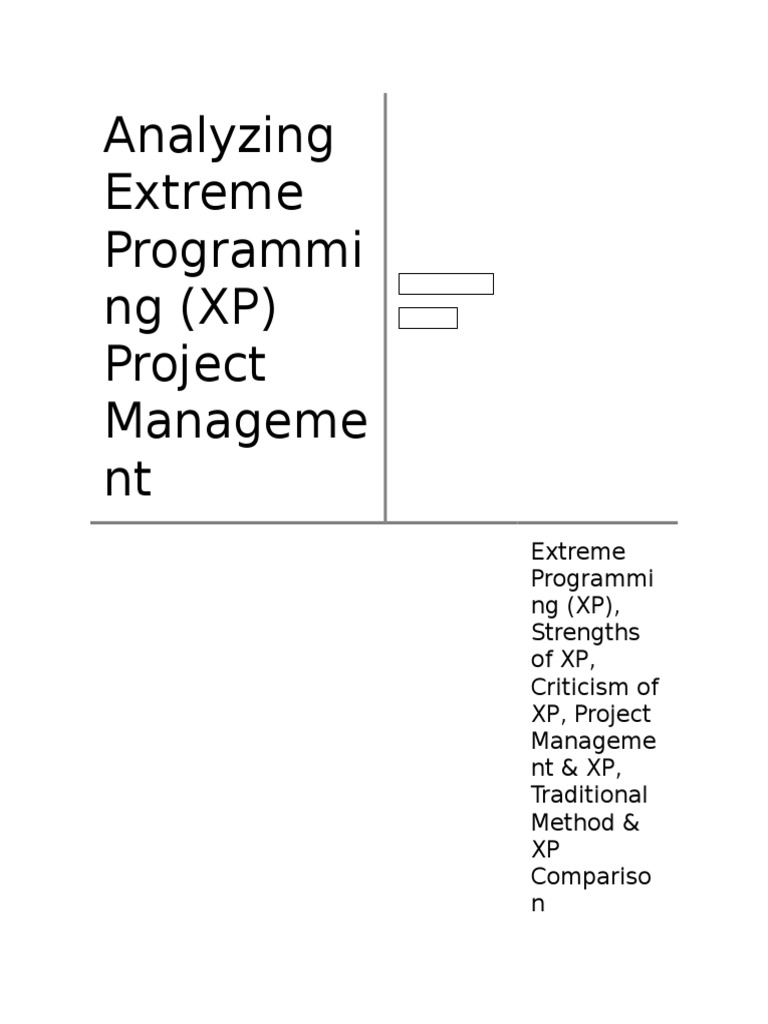Analyzing Extreme Programming (XP) Project Management PDF