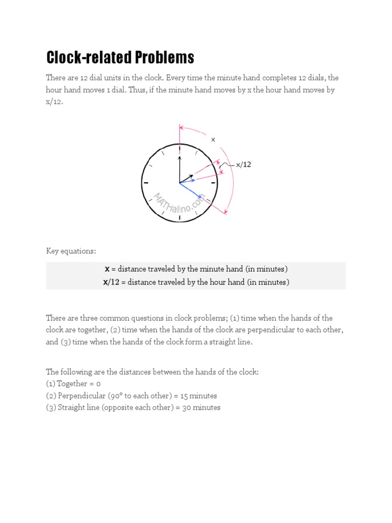 Clock Problems PDF Clock Time