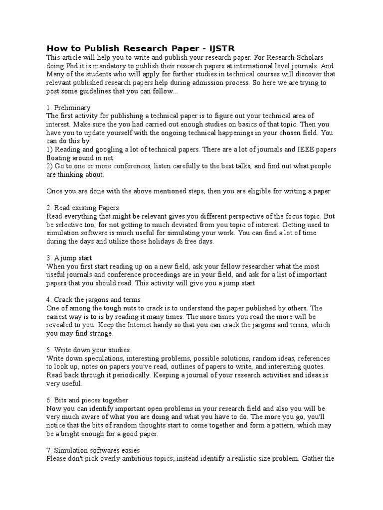 Steps to Publish Your Research Paper | PDF | Academic Publishing ...