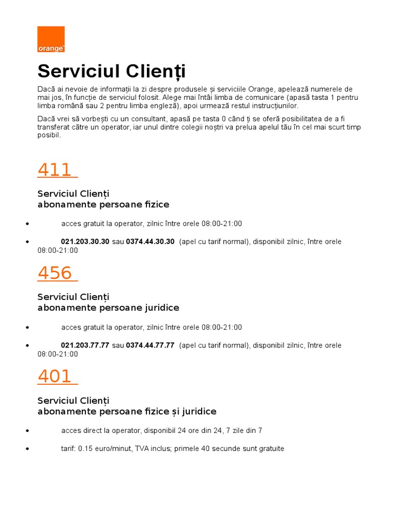 Orange Serviciul Clienti