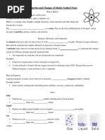 Properties and Changes of Matter Guided Notes