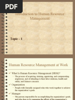 Introduction To Human Resource Management: Topic - 1