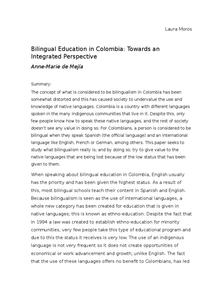 Bilingual Education Challenges in Colombia | PDF | Multilingualism ...