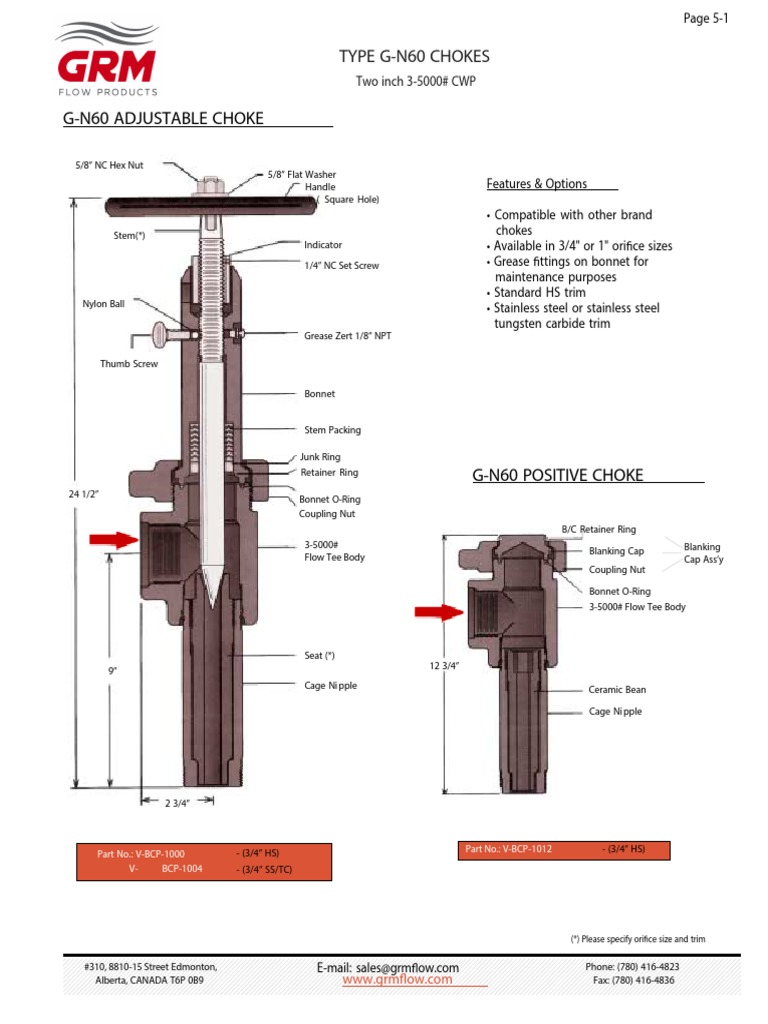 G-N60 Adjustable and Positive Chokes | PDF | Screw | Building Materials