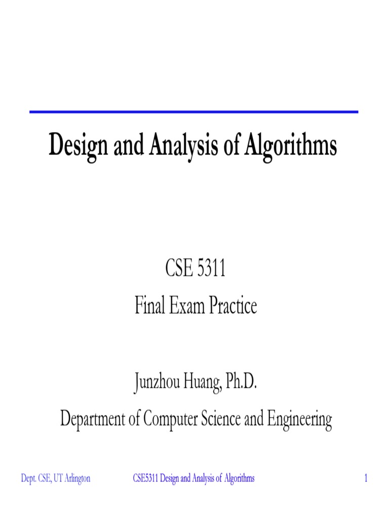 CSE5311 Final Exam Review Guide | PDF | Dynamic Programming ...