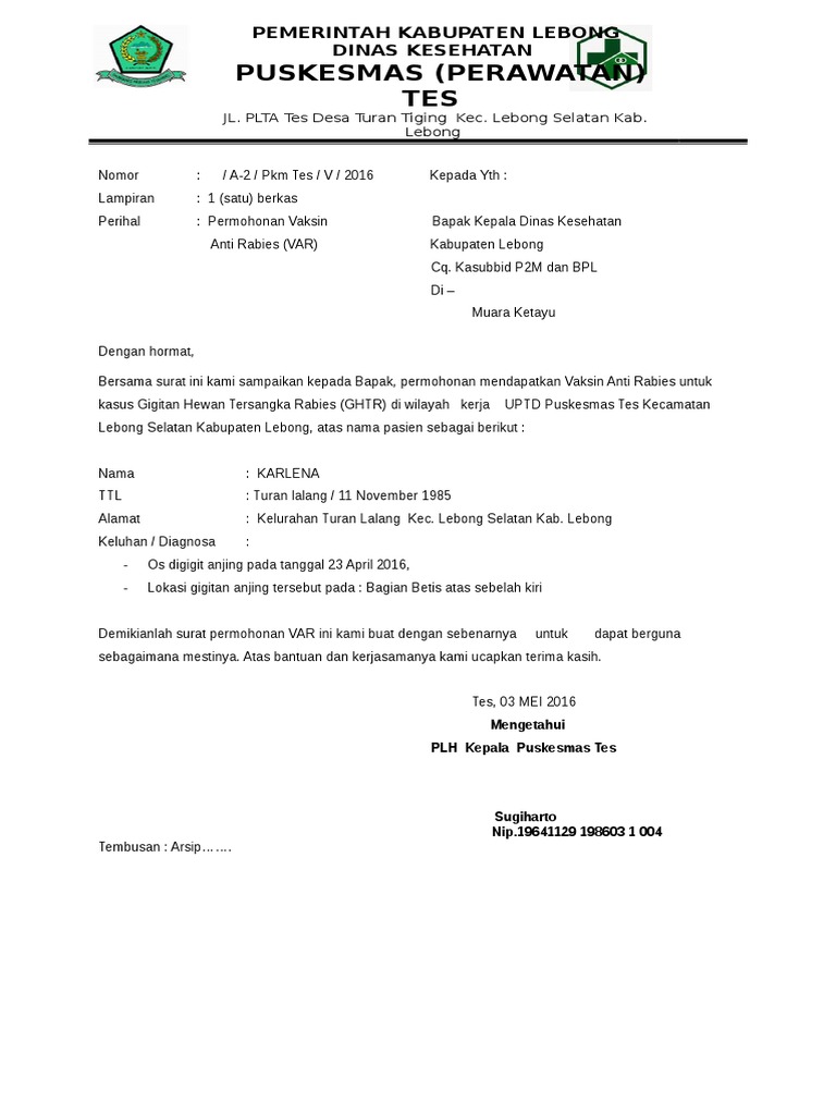 Contoh Surat Permintaan Vaksin Ke Dinas Kesehatan