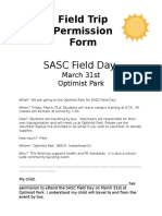 Field Day Permission Slip 2017