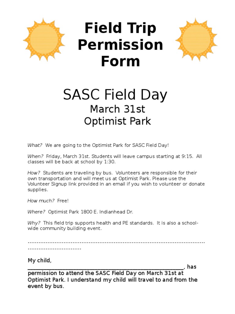 Field Day Permission Slip 2017 PDF