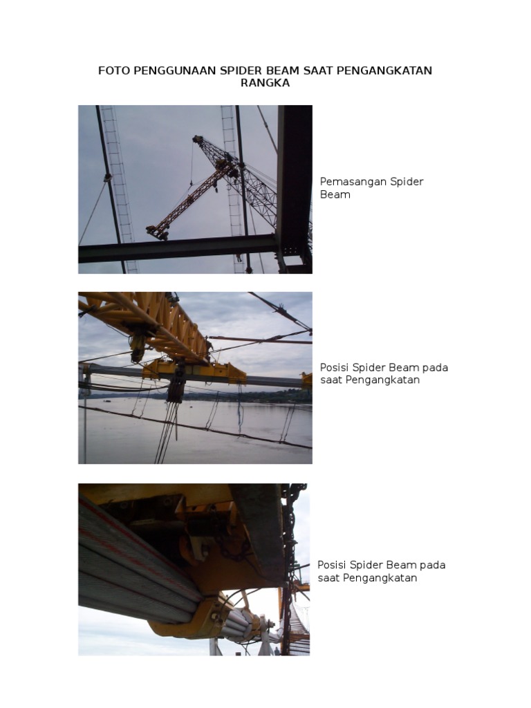 Foto Penggunaan Spider Beam Saat Pengangkatan Rangka | PDF
