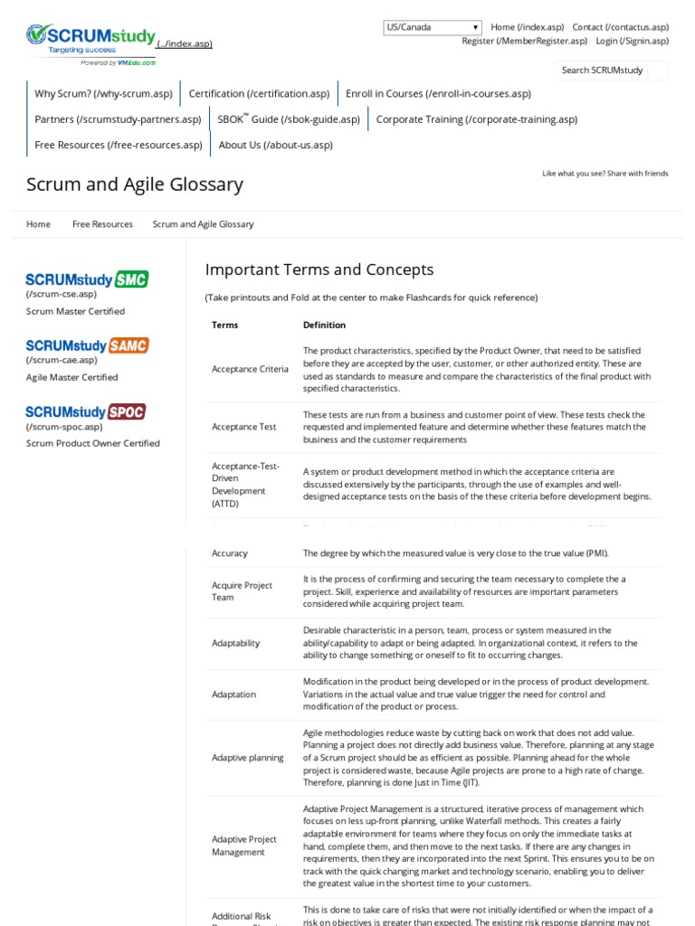Agile and Scrum Glossary - SCRUMstudy | PDF | Scrum (Software ...