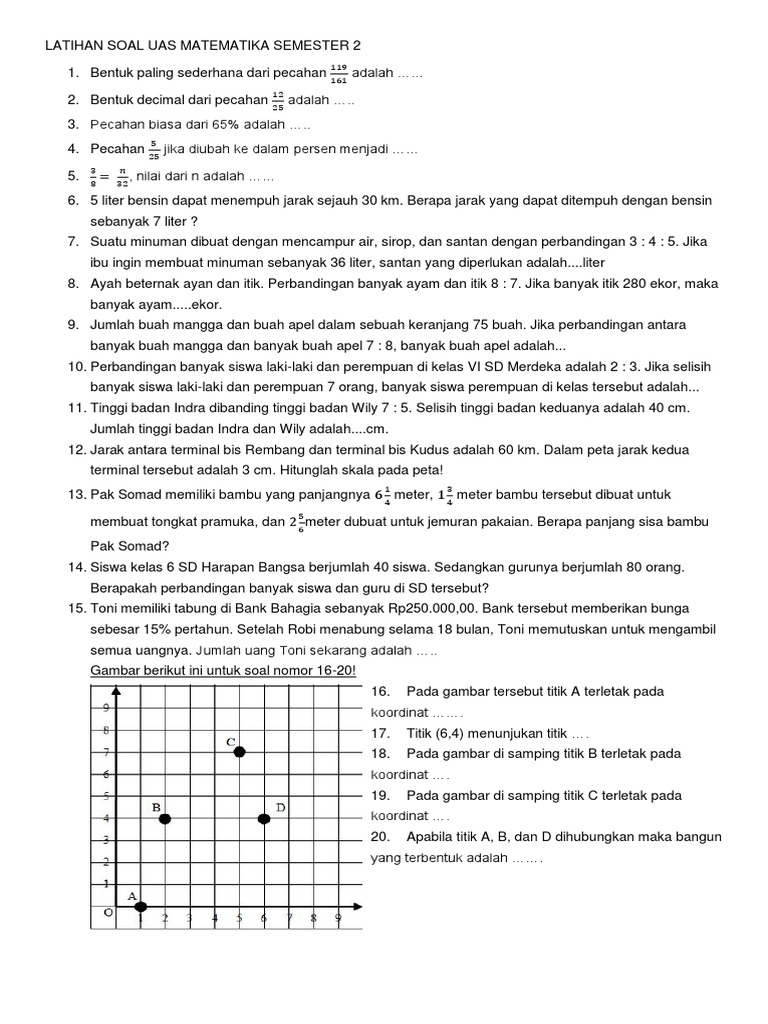 Latihan Soal Uas Matematika Semester 2 Kelas 6