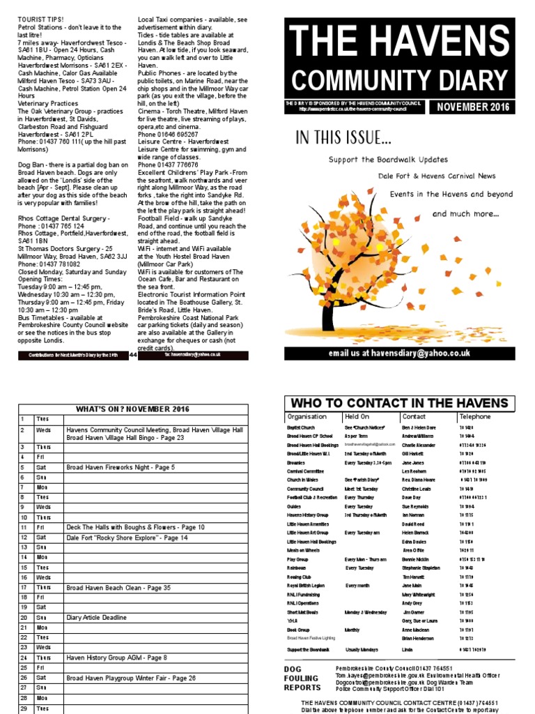 Broad Haven Community Diary Updates | PDF | Advertising | Business
