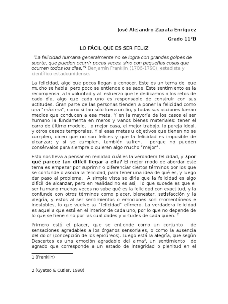 La verdadera felicidad en lo cotidiano | PDF | Felicidad | Conceptos ...
