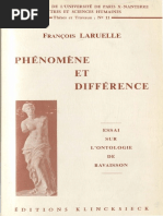 Francois Laruelle Phenomene Et Difference Essai Sur Lontologie de Ravaisson