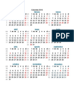 Calendario Colombia Con Festivos 2016 y 2017