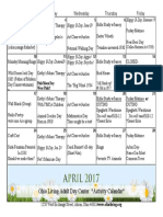 Ohio Living Adult Day Care Center April Calendar