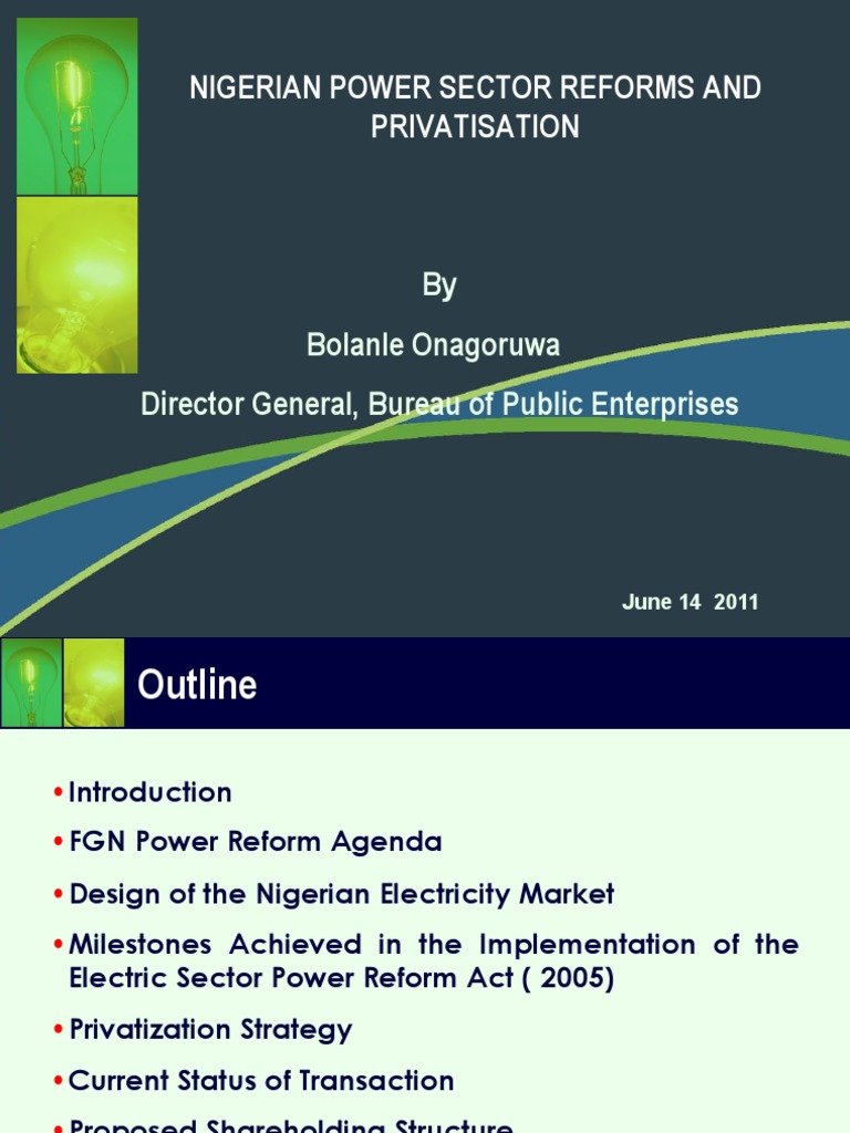 Electric Sector Power Reform Act ( 2005) - Bolanle ...