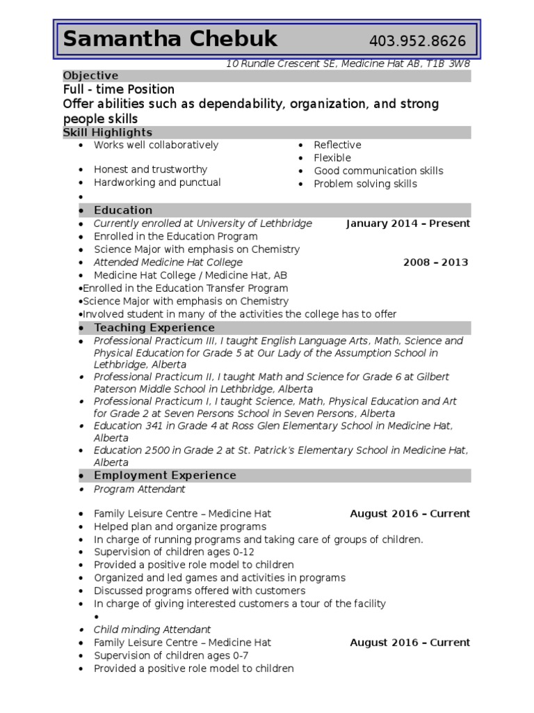 Teacher Resume Ymca Teachers