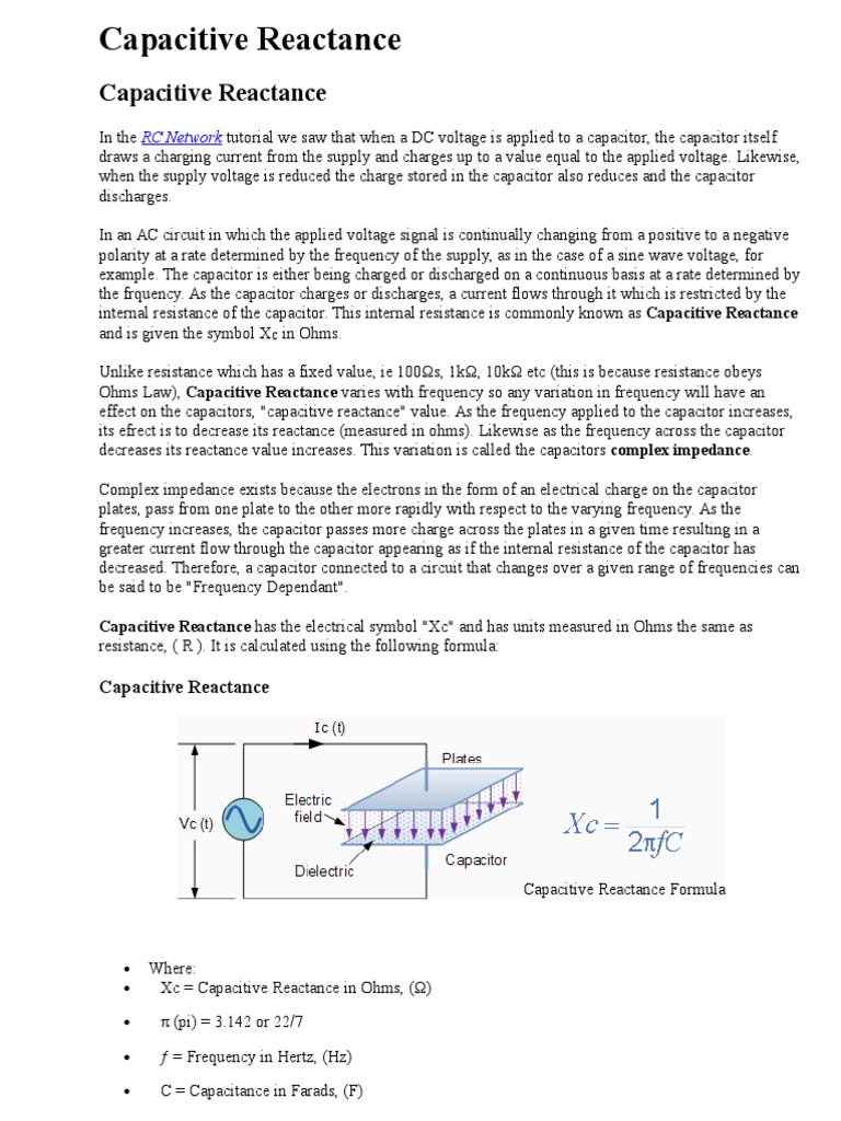 Capacitive Reactance PDF Low Pass Filter Electronic Filter