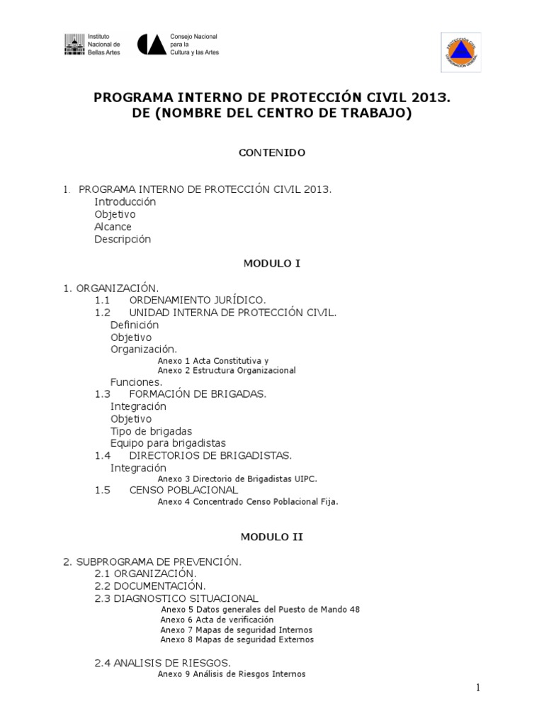 Programa Interno de Protección Civil 2013 | PDF | Recursos humanos | México