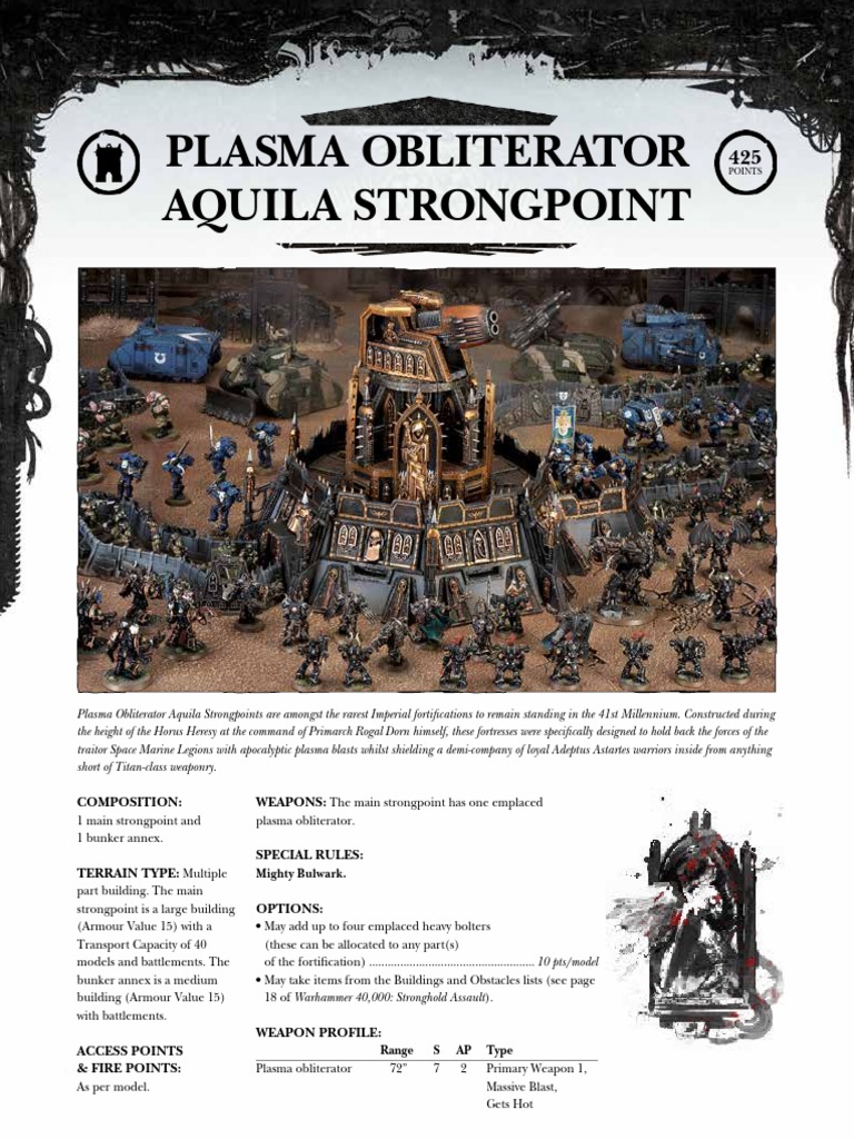 Aquila Strongpoint: Plasma Obliterator Guide | PDF | Warfare | Military ...