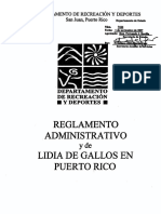 Reglamento Administrativo 7424 de Lidia de Gallos en Puerto Rico