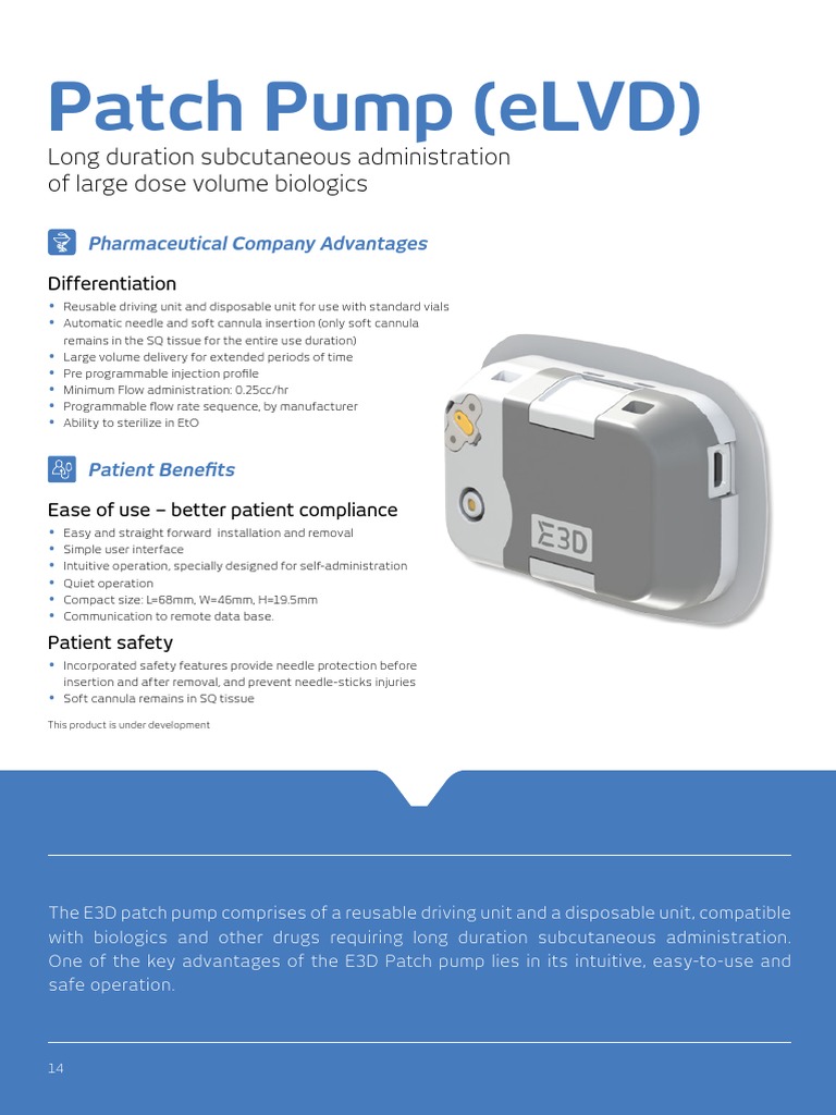 Elcam-3D Long-Duration SQ Patch Pump | Medical Device | Pharmaceutical ...