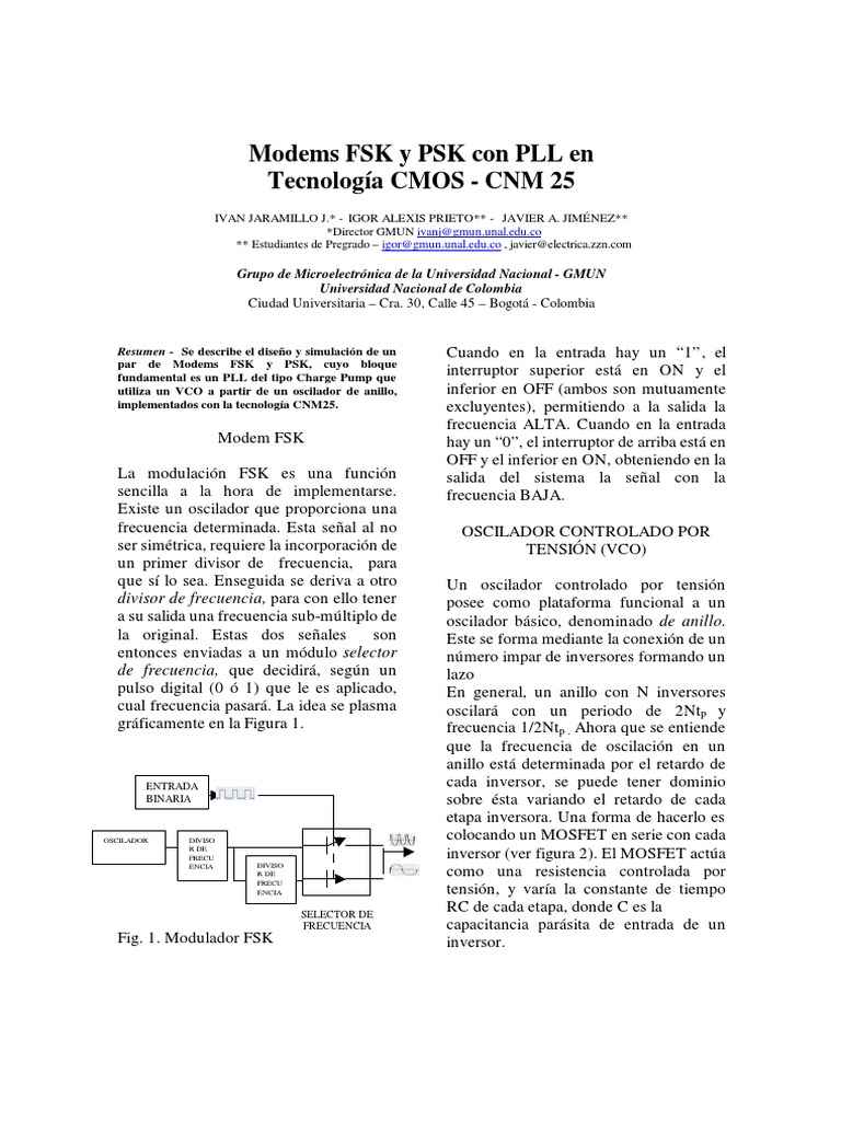 Modems FSK/PSK CMOS con PLL | PDF | Filtro electronico | Módem
