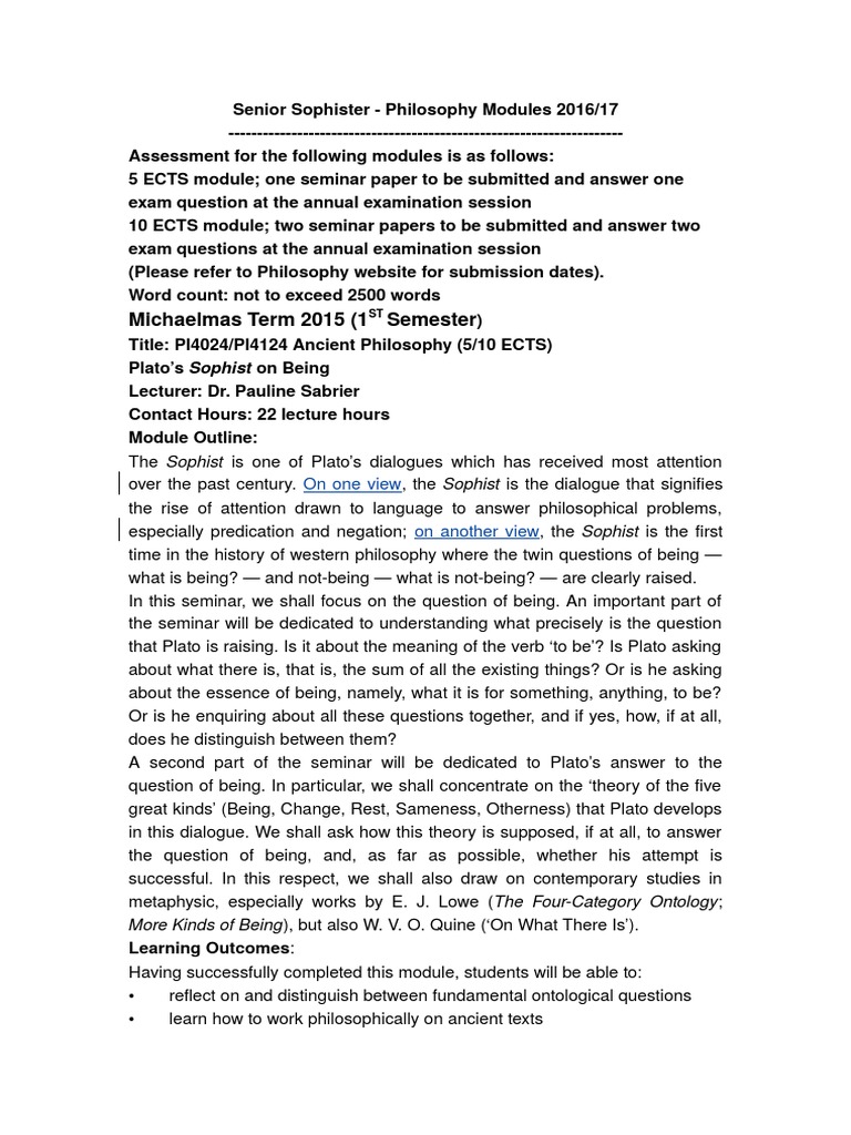 Philosophy SS Module Descriptions 16 17 | PDF | Metaphysics | Analytic ...