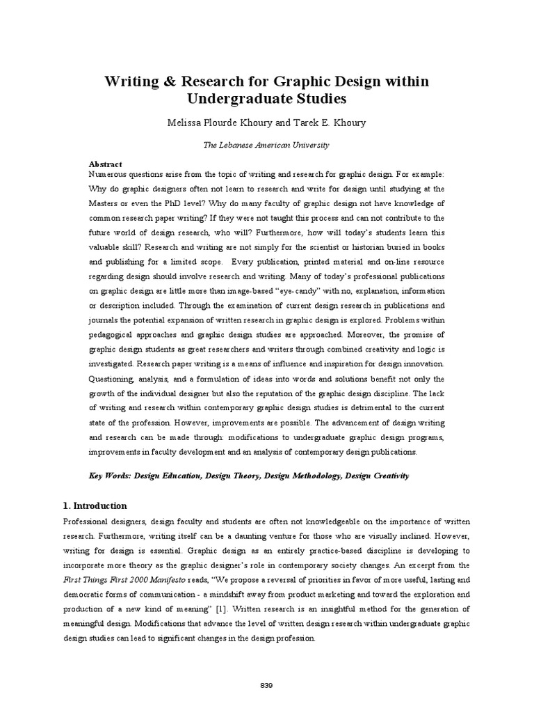 Writing & Research For Graphic Design Within Undergraduate Studies PDF