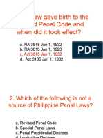 What Law Gave Birth To The Revised Penal Code and When Did It Took Effect?