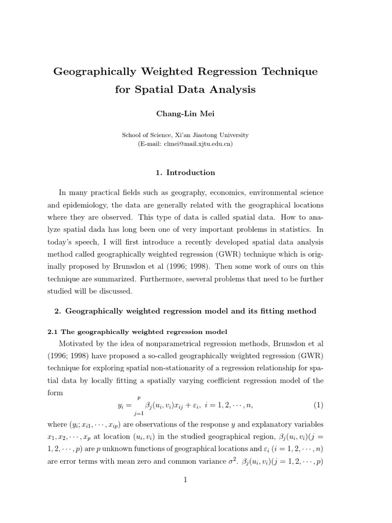 Spatial Data Analysis with GWR | PDF