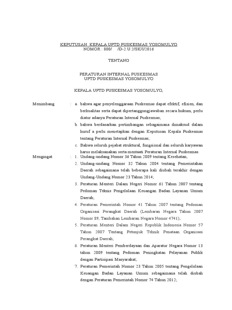 2.4.2.1 SK Peraturan Internal | PDF