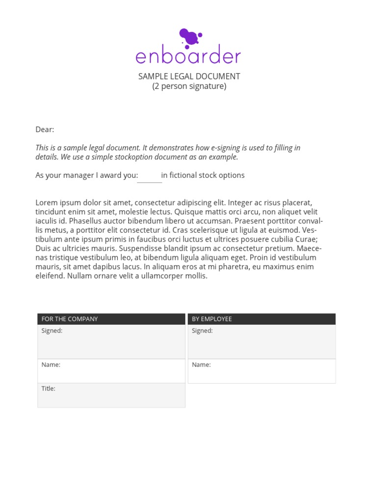 Sample Legal Document (2 Person Signature) | PDF