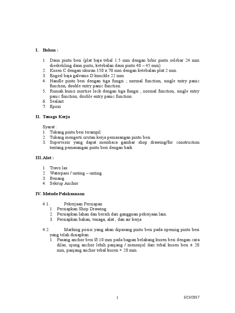 Pasangan Pintu Besi Pasangan Pintu Besi