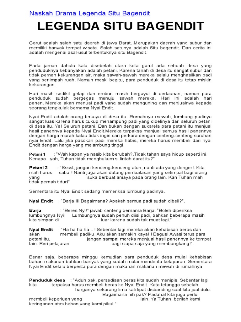 Naskah Drama Legenda Situ Bagendit Pdf