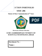 Production Portfolio (Sample) MMC, Guru Jambheshwar University of Sciene and Technolgy, Hisar