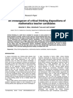 Zul 5 An Investigation of Critical Thinking Dispositions of Mathematics Teacher Candidates