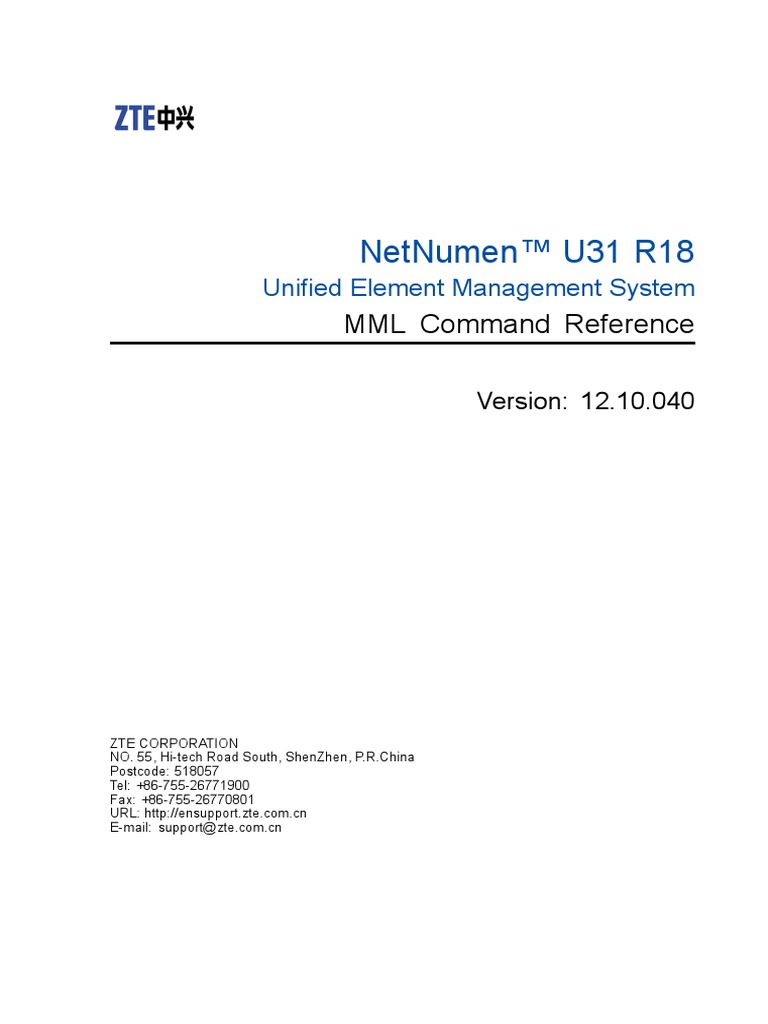 MML Command ZTE U31 PDF | PDF