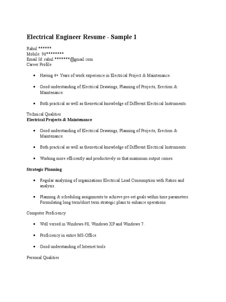 Electrical Engineer Resume Samples | PDF | Quality Assurance | Engineering