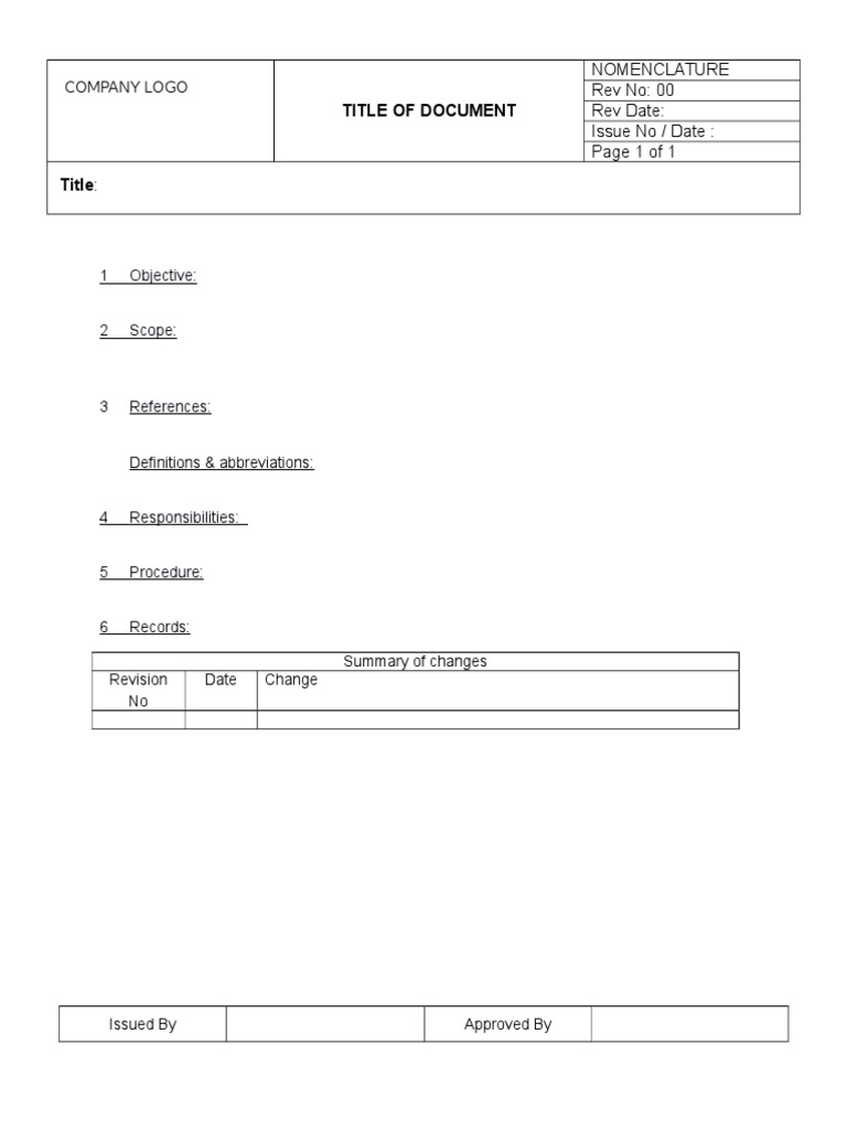 Template For Procedure | PDF