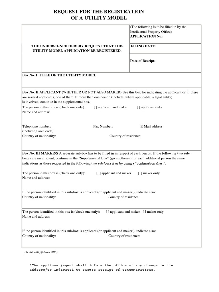 Utility Model Registration Request Form | PDF | Power Of Attorney ...