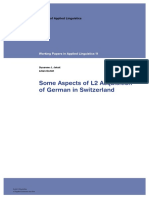 Some Aspects of L2 Acquisition of German in Switzerland: School of Applied Linguistics