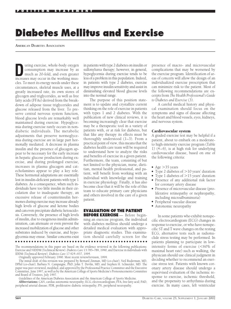 Diabetes and Exercise | Download Free PDF | Diabetes Mellitus Type 2 ...
